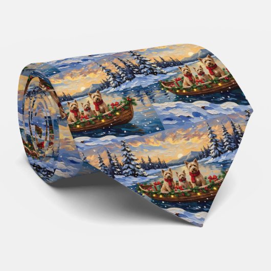 Cravate Soft Coated Wheaten Terrier Christmas Boat Holiday (Roulé)