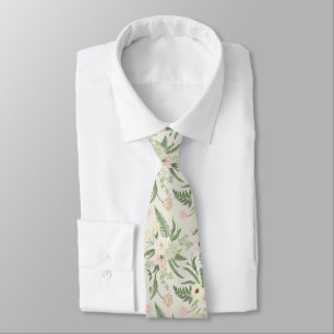 Cravate Soft Mint Green Garden Motif
