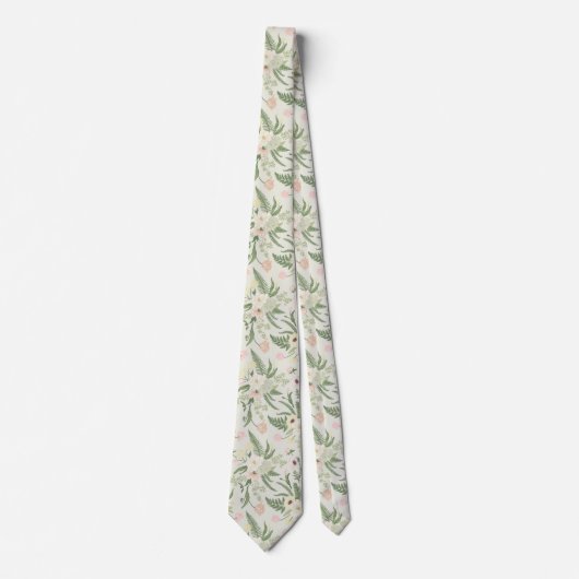 Cravate Soft Mint Green Garden Motif (Devant)
