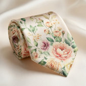 Cravate Soft Peach Rose Floral