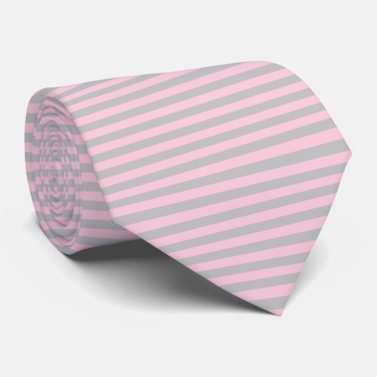 Cravate Soft Pink and Silver Stripes (Roulé)