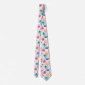 Cravate Soft Watercolor Floral Flowers in Pink Blue  (Dos)