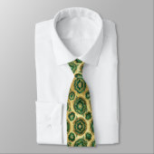 Cravate Soie fausse de luxe | Géode verte + or (Attaché)