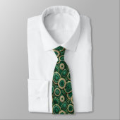 Cravate Soie fausse de luxe | Géode verte + or (Attaché)