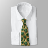 Cravate Soie fausse de luxe | Géode verte + or (Attaché)
