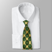 Cravate Soie fausse de luxe | Géode verte + or (Attaché)