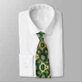 Cravate Soie fausse de luxe | Géode verte + or (Attaché)
