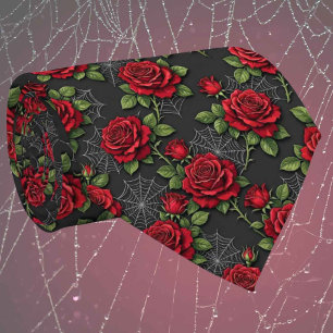 Cravate Soie fausse gothique Roses et toiles d'araignée