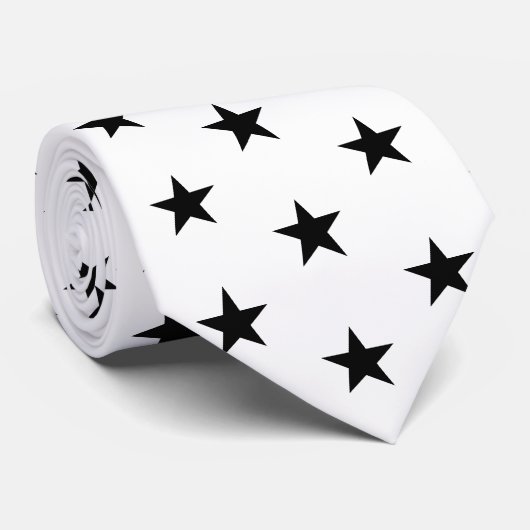 Cravate Soies de course blanches avec Derby d'étoiles noir (Roulé)