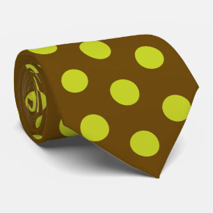 Cravate Soies de jockey points chartreuse vert et marron D