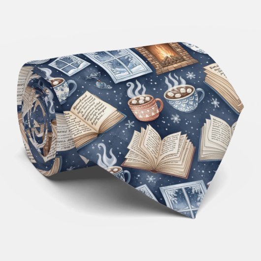 Cravate Soirées d'hiver cosy – Chocolat chaud, Livres, Lue (Roulé)