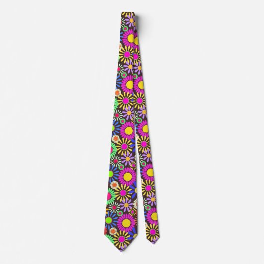 Cravate Soixante-dix Retro Daisy Flower Garden Motif (Devant)