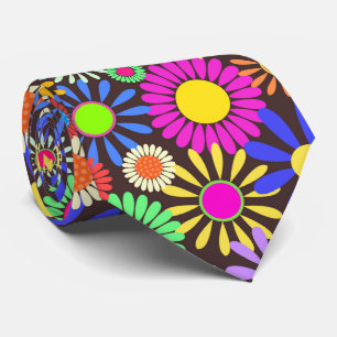 Cravate Soixante-dix Retro Daisy Flower Garden Motif