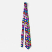 Cravate Soixante-dix Retro Fleur Flat Surface Motif plat (Dos)