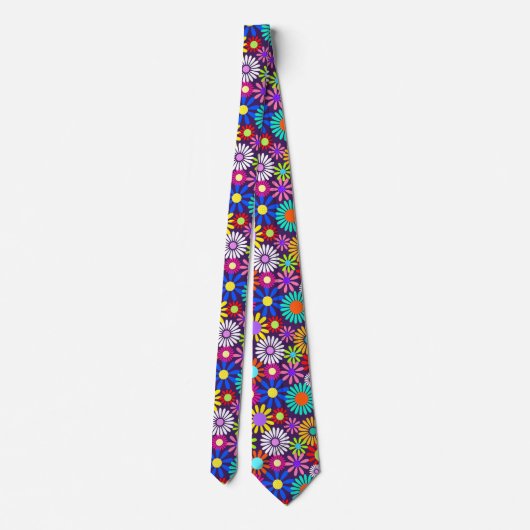Cravate Soixante-dix Retro Fleur Flat Surface Motif plat (Dos)