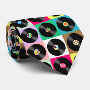 Cravate Soixante-dix Retro Vintage Vinyl Record Pop Art