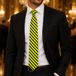 Cravate Solar Vanguard Luxe Rayé Noir et Jaune