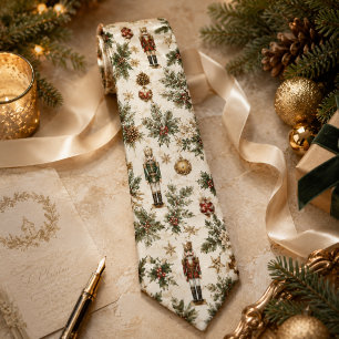 Cravate Soldat Casse-Noisette de Noël Vintage Floral