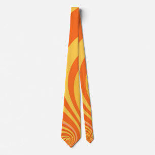 Cravate Soleil Jaune Orange Solaire Frottes Spirales Rétro