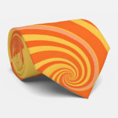 Cravate Soleil Jaune Orange Solaire Frottes Spirales Rétro (Roulé)