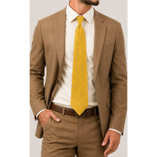Cravate Solevaris Jaune Doré Motif Damassé Ton Sur Ton