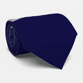 Cravate Solid Navy Blue, Dark Gray Ribbon Nom Monogram (Roulé)