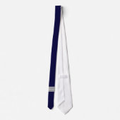 Cravate Solid Navy Blue, Dark Gray Ribbon Nom Monogram (Dos)