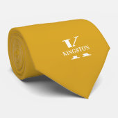Cravate Solidago Élégant Monogramme + Nom (Roulé)
