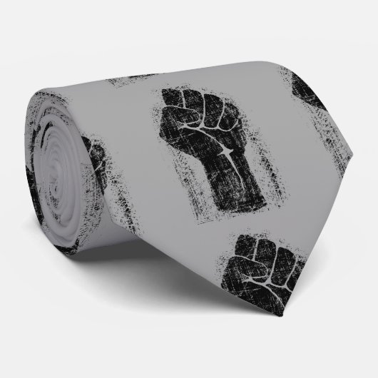Cravate Solidarité Poing Grunge Style Distressed (Roulé)