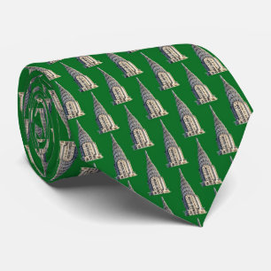 Cravate Sommet du Chrysler Building NYC - N&B - Fond Vert