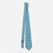 Cravate "Son Monogram'" fait sur commande sur un beau bleu (Dos)