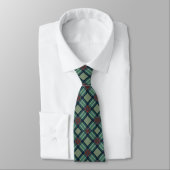 Cravate Sophisticated Sage Green and Navy Geometric Plaid  (Attaché)