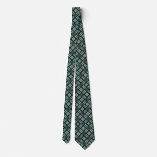 Cravate Sophisticated Sage Green and Navy Geometric Plaid (Dos)