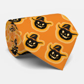 Cravate Sorcière Citrouille brillante sur Orange (Roulé)