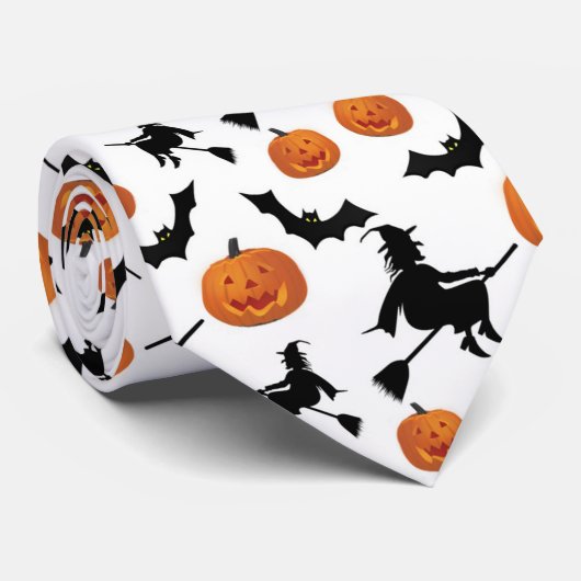 Cravate Sorcières et chauves-souris Citrouilles d'Hallowee (Roulé)