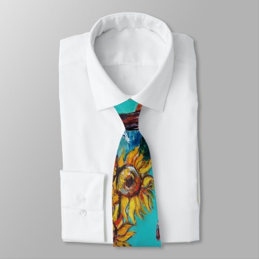 CRAVATE SOUCHES AVEC CHAT NOIR EN TURQUOISE BLEUE (Attaché)