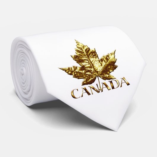 Cravate Souvenir Canada Fun Gold Canada Maple Leaf (Roulé)