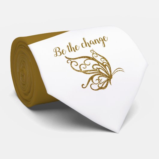 Cravate Soyez le Change Gold Butterfly Design (Roulé)