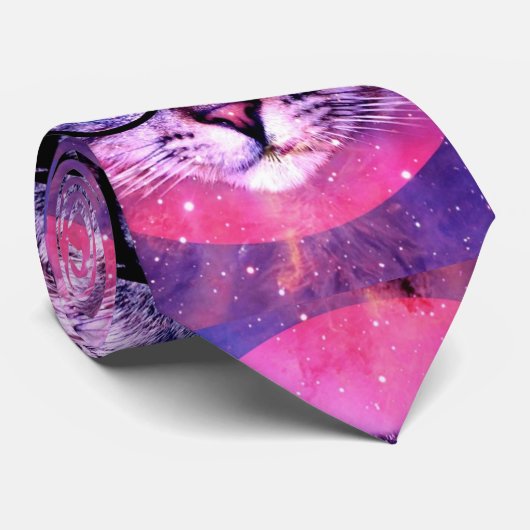 Cravate Space Cat Purple Galaxy Trending 2016 Customisé (Roulé)