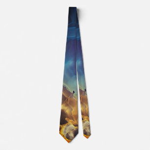 Cravate Space Nebula bleu jaune Alcool art