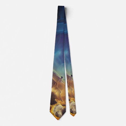 Cravate Space Nebula bleu jaune Alcool art (Devant)