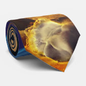 Cravate Space Nebula bleu jaune Alcool art (Roulé)