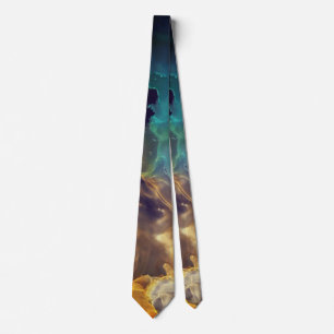 Cravate Space Nebula bleu jaune Alcool art