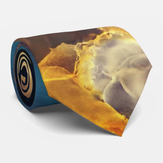 Cravate Space Nebula bleu jaune Alcool art (Roulé)