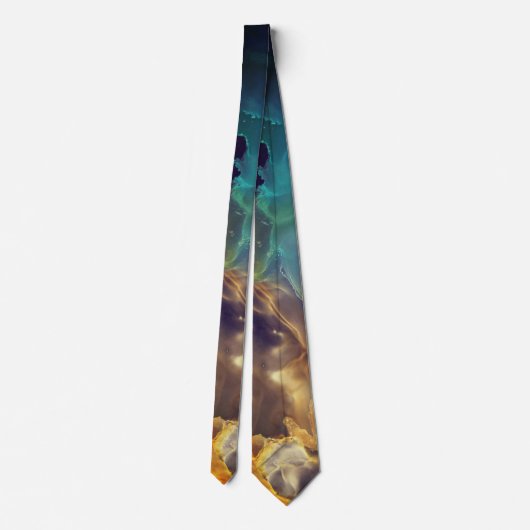 Cravate Space Nebula bleu jaune Alcool art (Dos)