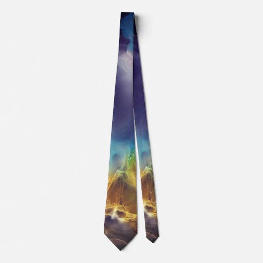 Cravate Space Nebula bleu jaune Alcool art (Devant)