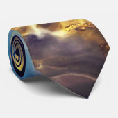 Cravate Space Nebula bleu jaune Alcool art (Roulé)