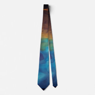 Cravate Space Nebula bleu jaune Alcool art