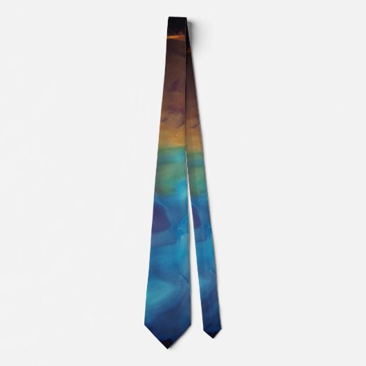 Cravate Space Nebula bleu jaune Alcool art (Devant)