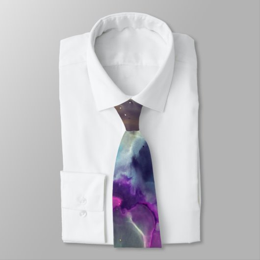 Cravate Space Nebula rose bleu jaune Alcool art (Attaché)